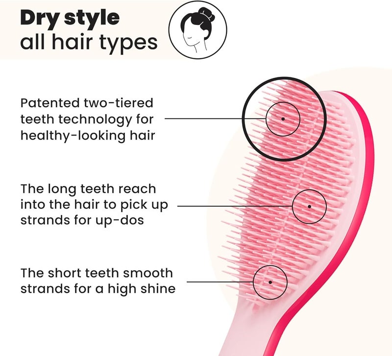 TANGLE TEEZER | The Ultimate Styler Hairbrush | Maintains & Blends Wigs, Weaves, Extensions & Clip-Ins | Finishing Brush for Adding Volume, Texture, Shine & Brushing Out Curls | Sweet Pink - Image 2