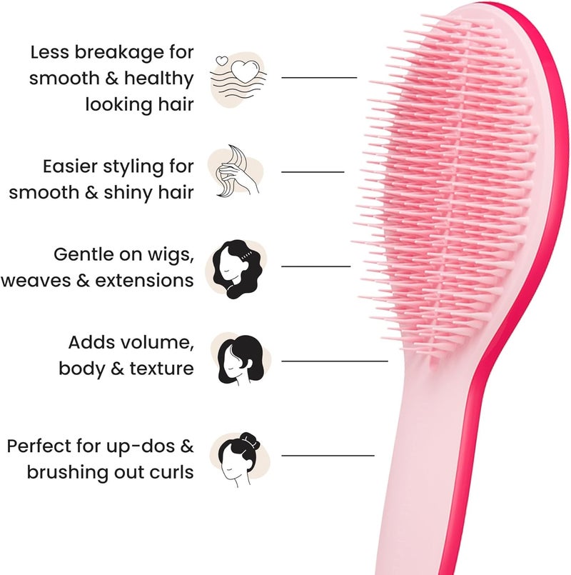 TANGLE TEEZER | The Ultimate Styler Hairbrush | Maintains & Blends Wigs, Weaves, Extensions & Clip-Ins | Finishing Brush for Adding Volume, Texture, Shine & Brushing Out Curls | Sweet Pink - Image 4