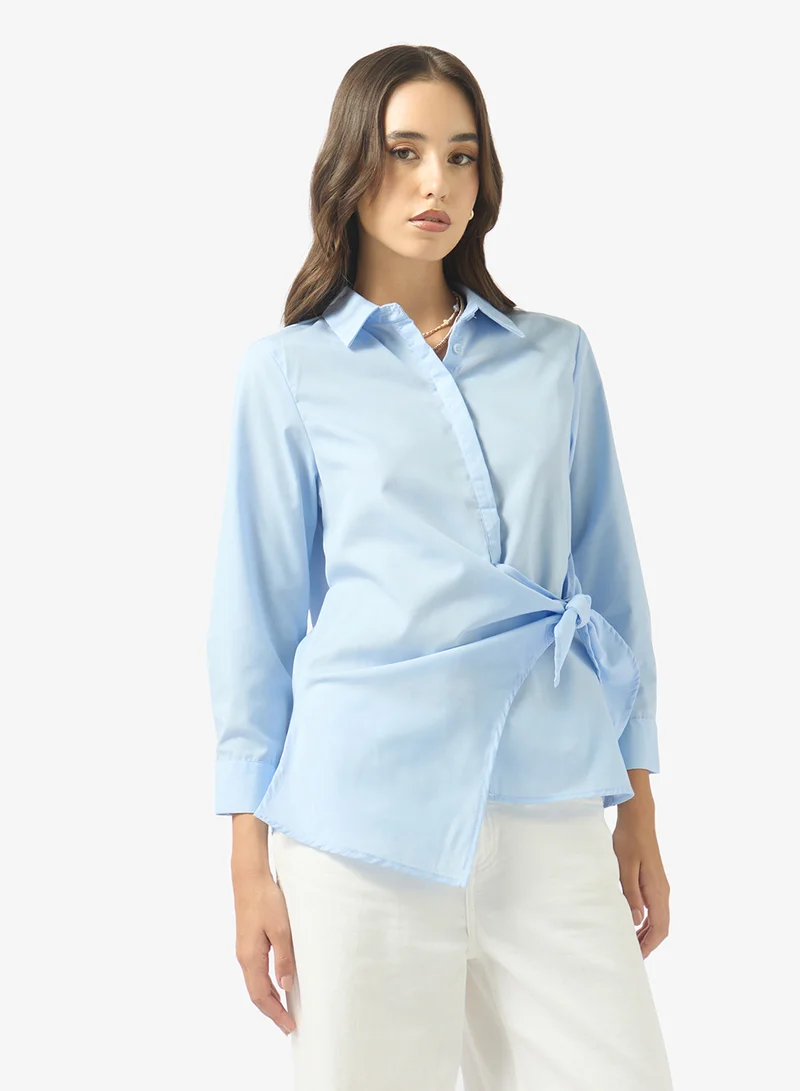Ginger Oversize Button Down Shirt with Tie Up Detail