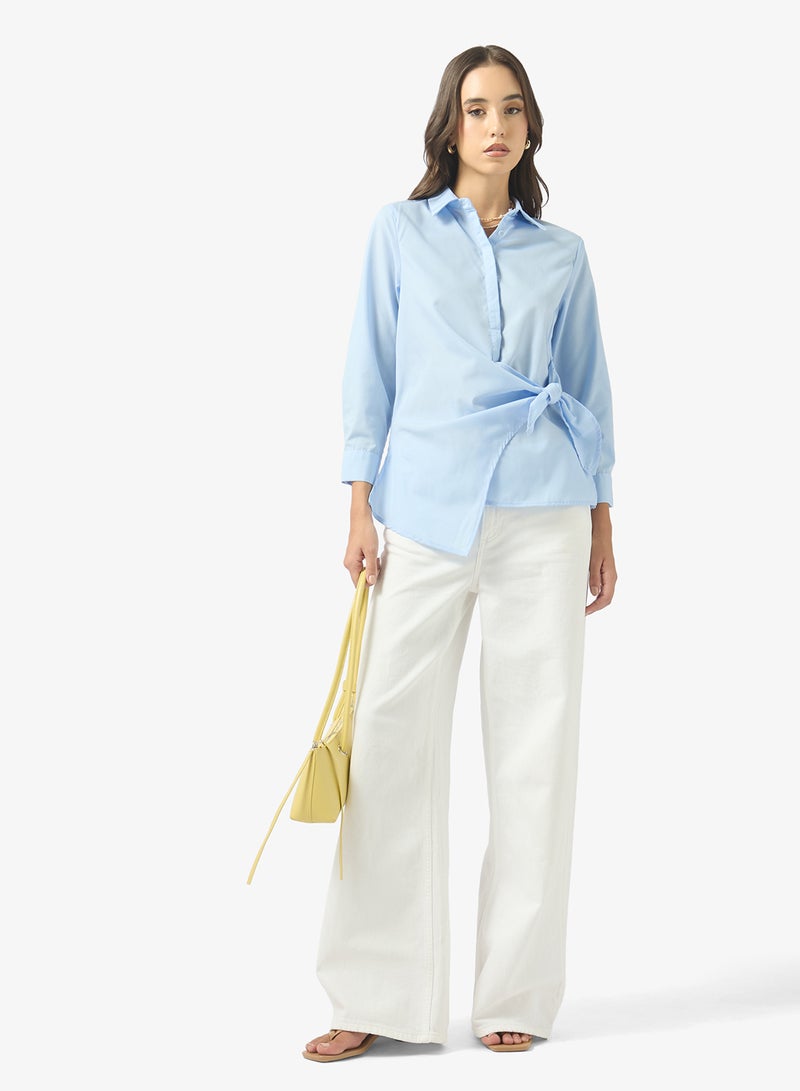 جينجر قميص بأزرار واسع مع تفاصيل ربط - Image 4