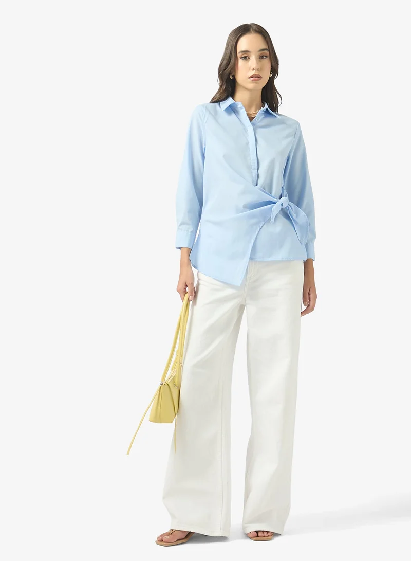 Ginger  Oversize Button Down Shirt with Tie Up Detail for Women | Best Price UAE