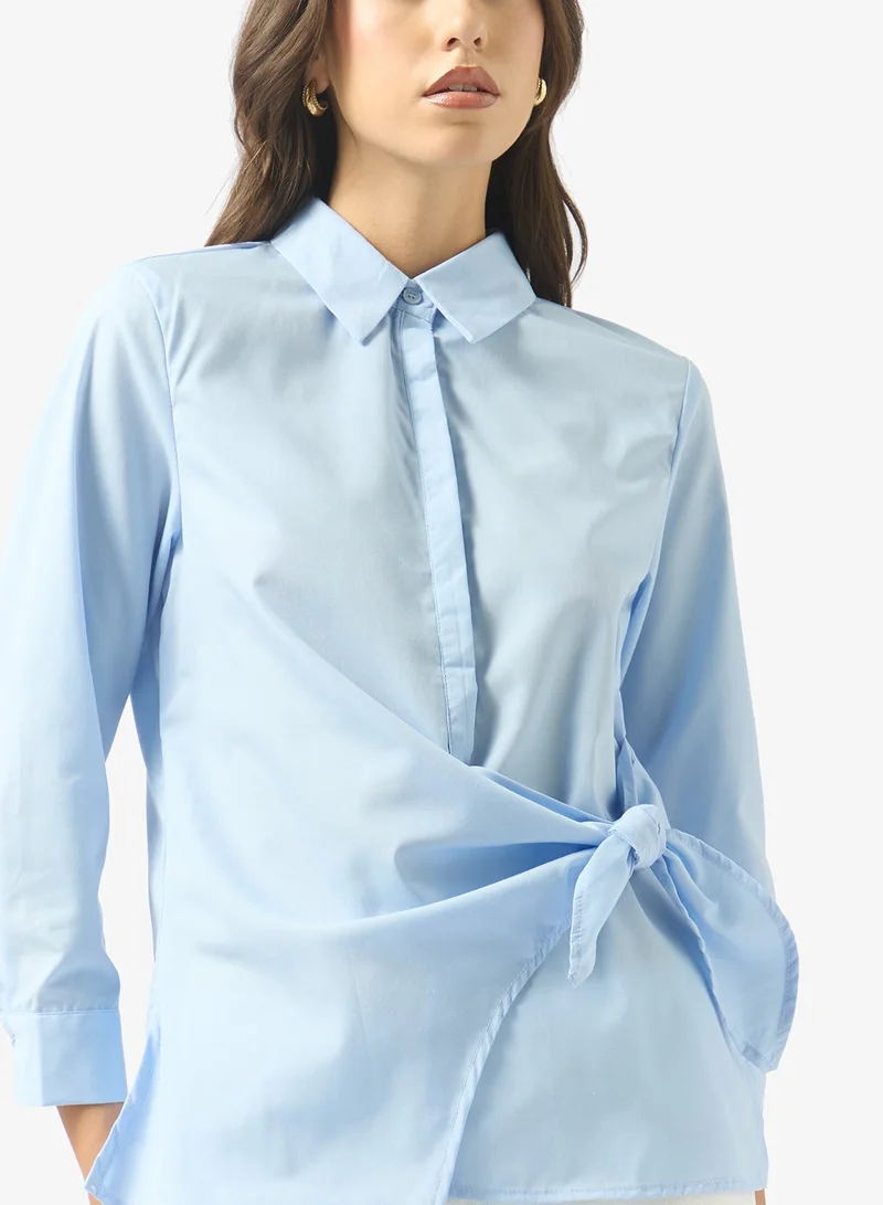 Oversize Button Down Shirt with Tie Up Detail