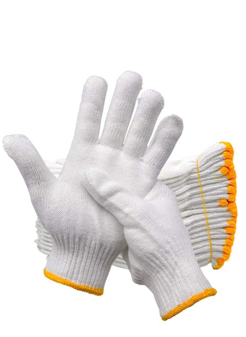 Force Cotton Gloves Set for multiple uses, white, one size, 12 pieces