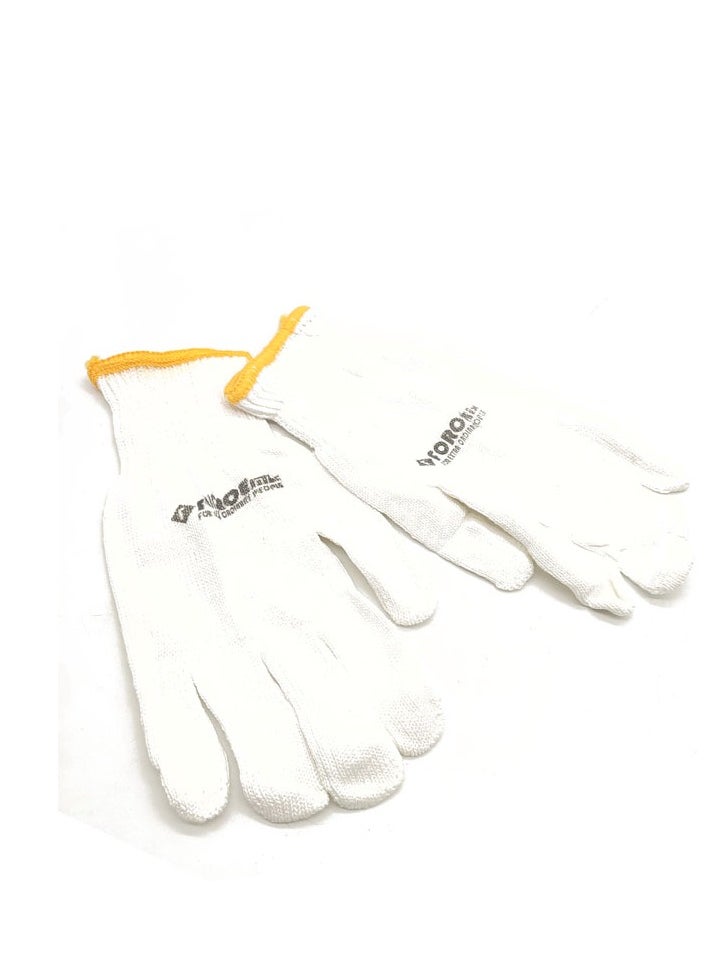Force Cotton Gloves Set for multiple uses, white, one size, 12 pieces