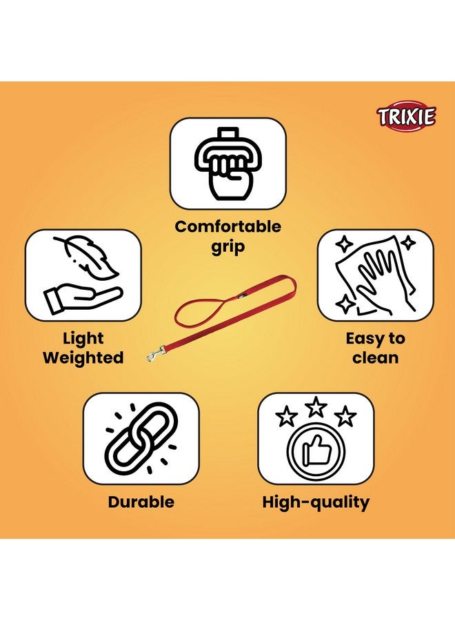 تريكسي سلسلة كلاسيكية للكلاب من النايلون قابلة للتعديل مع خطافات من الفولاذ المقاوم للصدأ وحلقة مبطنة توفر قبضة مريحة - (4-6 أقدام/15 مم، XS-S) أحمر (عبوة من 3 قطع) - Image 2