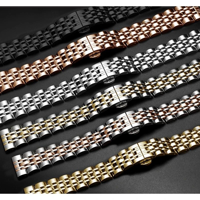 Bluejw Solid Stainless Steel Watch Band - Metal Link Straps Bracelet Clock Replacement Watchband for Men Women - Image 1