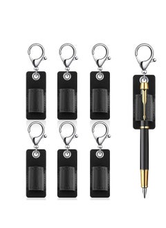 Y&D Portable Leather Pen Holder Strap Buckle Anti-lost PU Pouch Meeting Office Speech Pocket Protector for Neck Lanyard Badge Keychain 6PCS Black  - Image 1