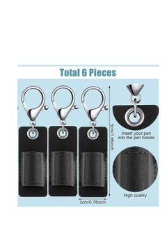 Y&D Portable Leather Pen Holder Strap Buckle Anti-lost PU Pouch Meeting Office Speech Pocket Protector for Neck Lanyard Badge Keychain 6PCS Black  - Image 2