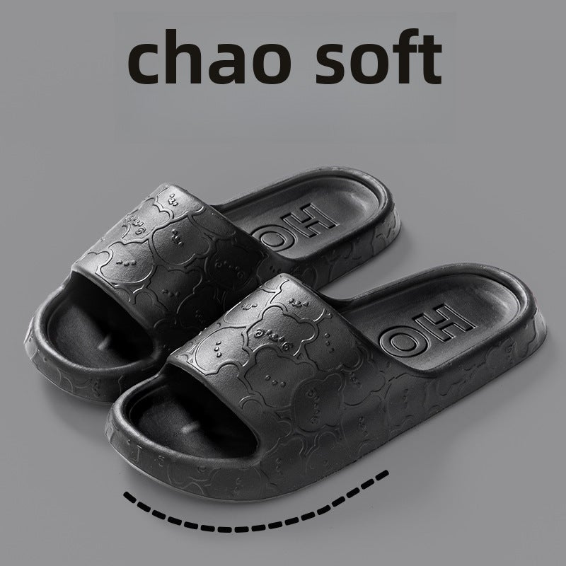 Summer EVA Slippers Non-slip Odor-resistant for Women and Men 2310 embossed-Black 