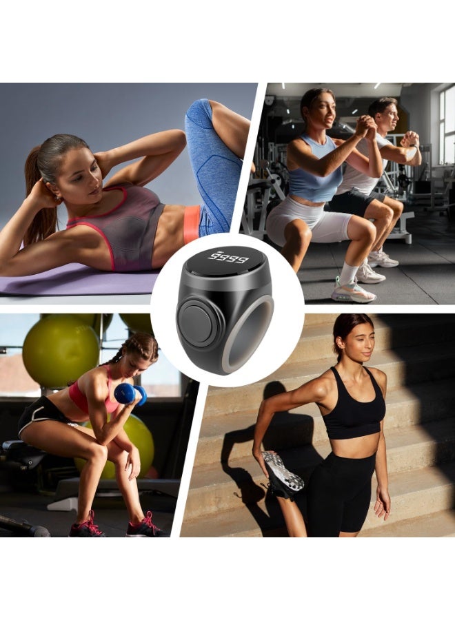 عداد أذكار رقمي 3 في 1، عداد تسبيح خفيف الوزن، خاتم ذكي بشاشة عرض، خاتم صلاة، مسبحة إلكترونية، خاتم ساعة مع الوقت والتاريخ، شاحن من النوع C، أحجام قابلة للتعديل - هدية رمضان والعيد للرجال والنساء - Image 3
