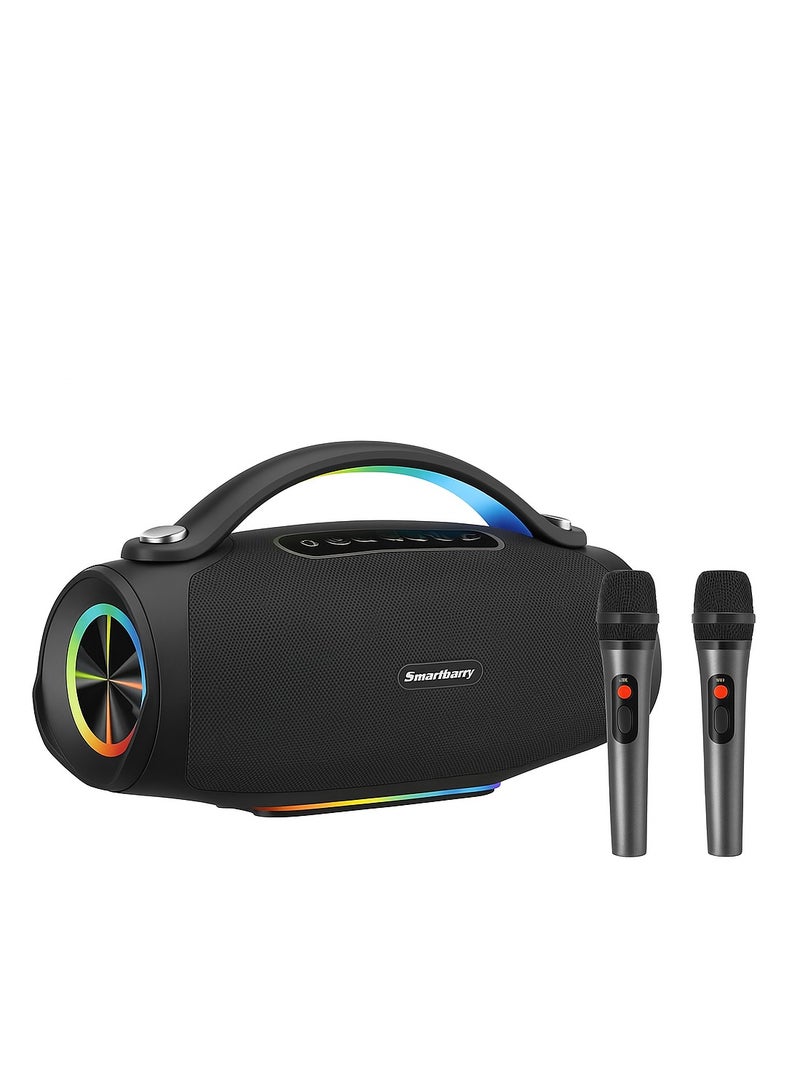 Smartbarry M92 Wireless Karaoke Speaker with Dual Microphones RGB LED Lights Powerful Portable Bluetooth Speaker for Home Parties and Outdoor Events - Image 2