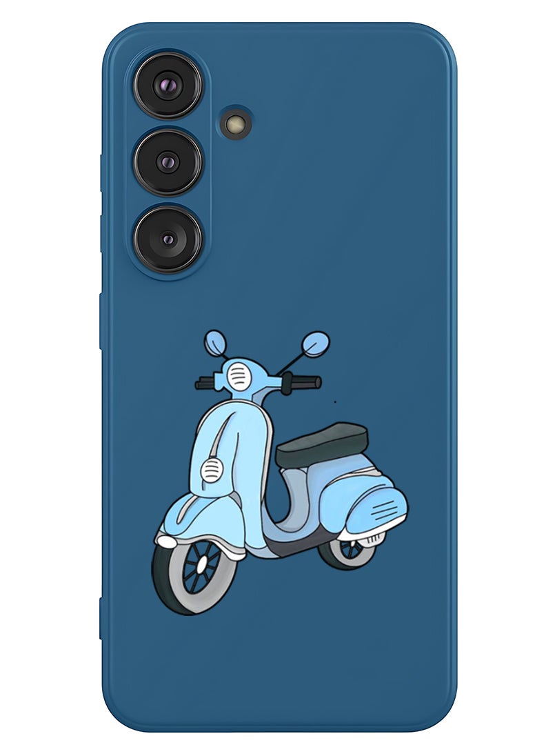 Theodor Protective Slim Fit Case Liquid Silicone Cover with Full Body Protection Anti-Scratch Shockproof Case For Samsung Galaxy S25 (Blue) - Scooter - Image 1