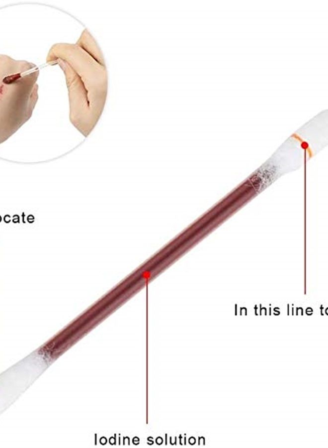 Ai-Fun 60 pcs Disposable Medical Iodine Cotton Swabsticks - Portable Iodine Disinfected Cotton Stick for First Aid Wounds Care Sterilization - Image 3