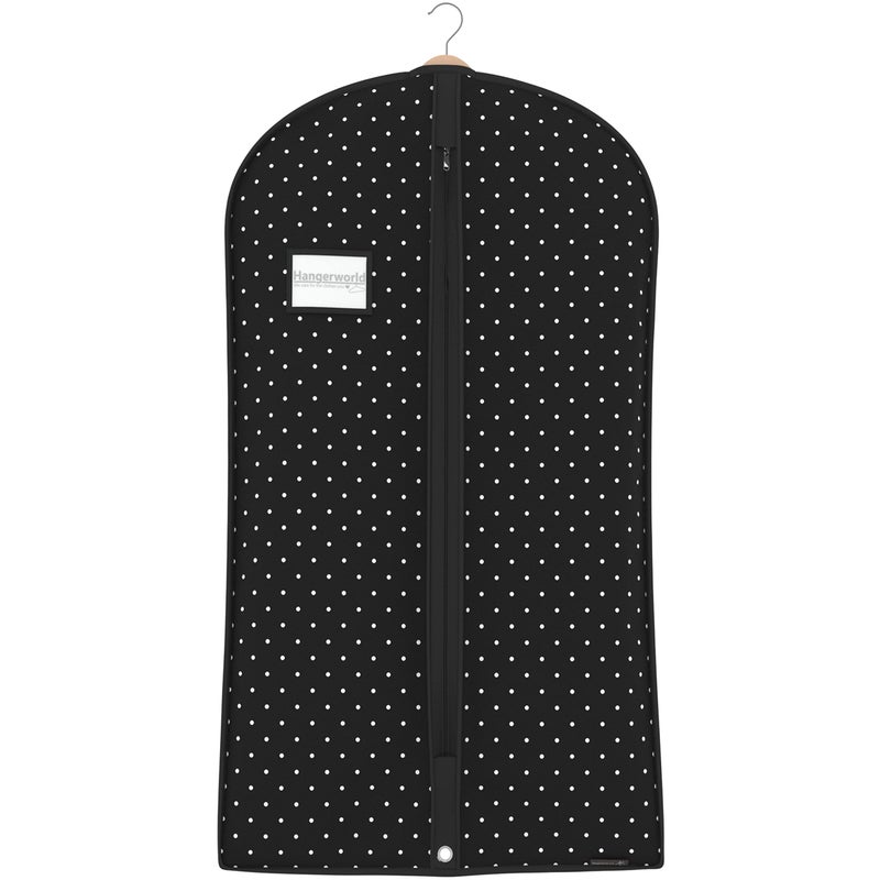HANGERWORLD 40inch Garment Bag for Suits and Dresses Bags for Closet Storage Breathable Clothes Cover Dust Protector 1 Pack Black Polka