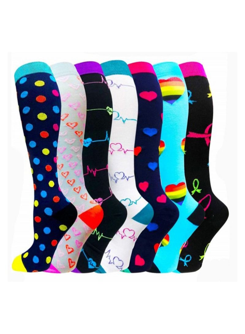 7 Pair Anti Slip Sport Knee High Socks Athletic Socks 