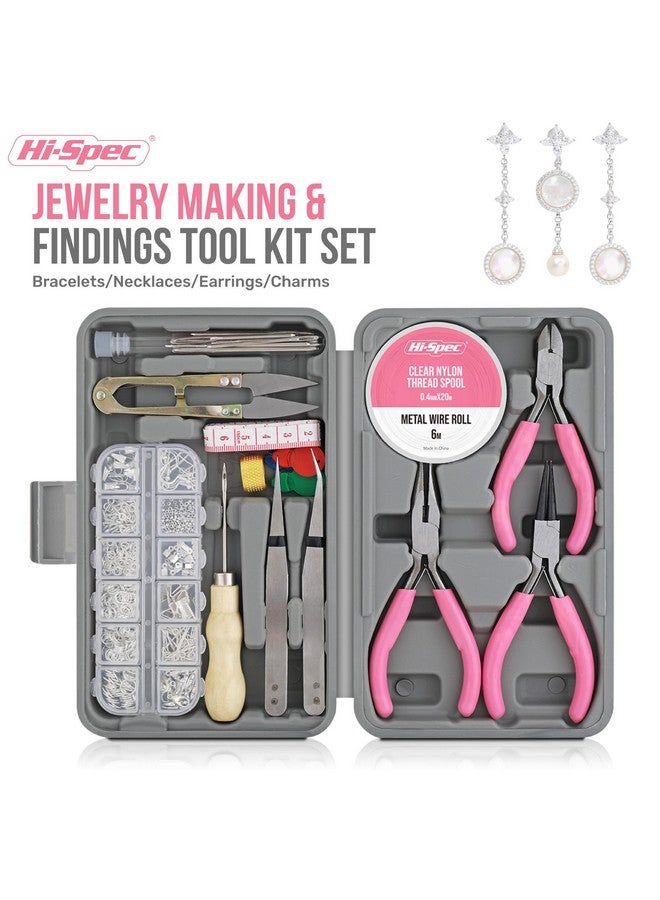 Hi-Spec 17Pc Jewellery Making Tool Kit & 600Pc Findings Accessories Box Set. Pliers & Wires For Handmade Bracelets, Necklaces, Earrings And Charms Arts & Crafts - Image 2