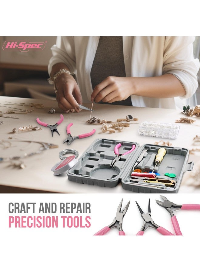 Hi-Spec 17Pc Jewellery Making Tool Kit & 600Pc Findings Accessories Box Set. Pliers & Wires For Handmade Bracelets, Necklaces, Earrings And Charms Arts & Crafts - Image 4
