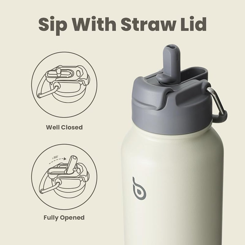 BOTTLE BOTTLE 32oz Insulated Water Bottle Stainless Steel Sport Water Stainless Steel,Sport Water Bottle, with Straw Dual-use Lid and Pill Box, Design for Gym,gray - Image 3