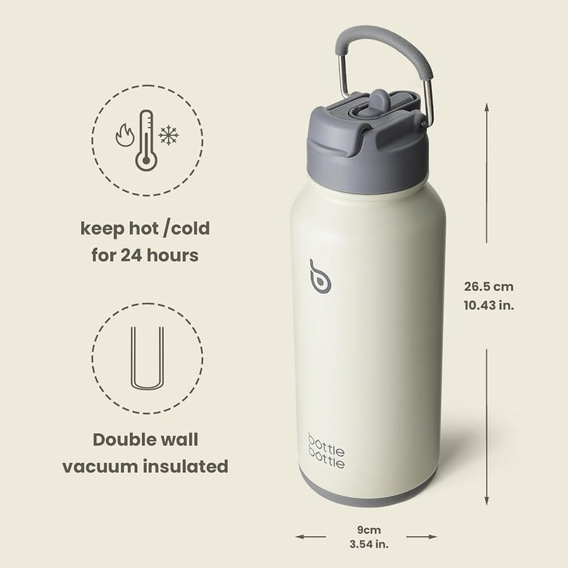 BOTTLE BOTTLE 32oz Insulated Water Bottle Stainless Steel Sport Water Stainless Steel,Sport Water Bottle, with Straw Dual-use Lid and Pill Box, Design for Gym,gray - Image 5
