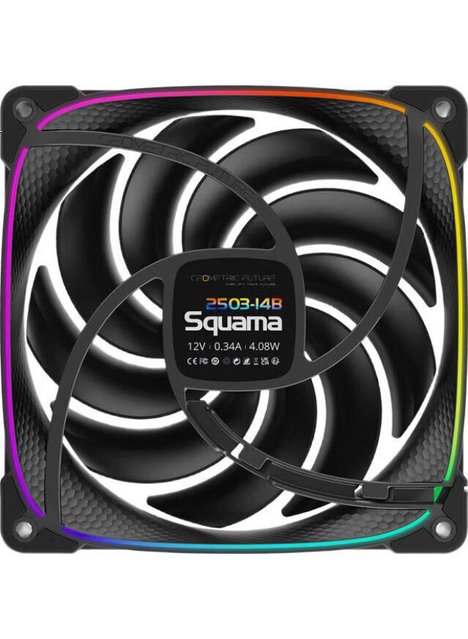 Geometricfuture Dragon Scale 2503B-14Cm Case Fan, Cooling Fan 14Cm, Argb Light Synchronization, Pwm Speed Control, Smart Daisy-Chain, Black, Triple Pack - Image 2