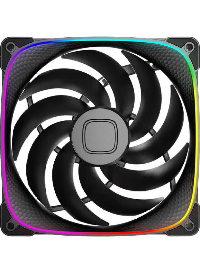 Geometricfuture Dragon Scale 2503B-14Cm Case Fan, Cooling Fan 14Cm, Argb Light Synchronization, Pwm Speed Control, Smart Daisy-Chain, Black, Triple Pack - Image 1