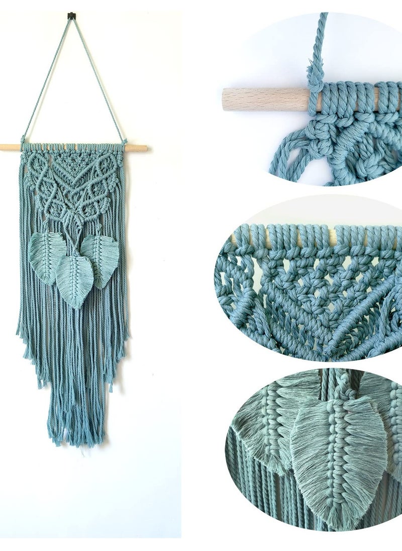 SYOSI Macrame Woven Wall Hanging Boho Chic Home Decoration Art Wall Leaf Feather Handmade Tapestries Handmade Natural Cotton Suitable for Wedding Bedroom Living Room Background Wall  - Image 2