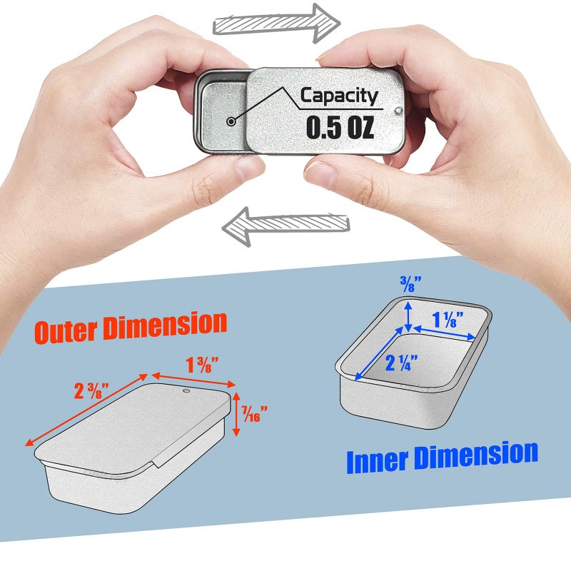 Cubic Ape Slide Top Tin Containers for Lip Balm, Solid Perfume (0.5 oz, 16-Pack, w/Labels) - (Small) Empty Cosmetics Metal Boxes with Sliding Lids (Gloss White) - Image 2