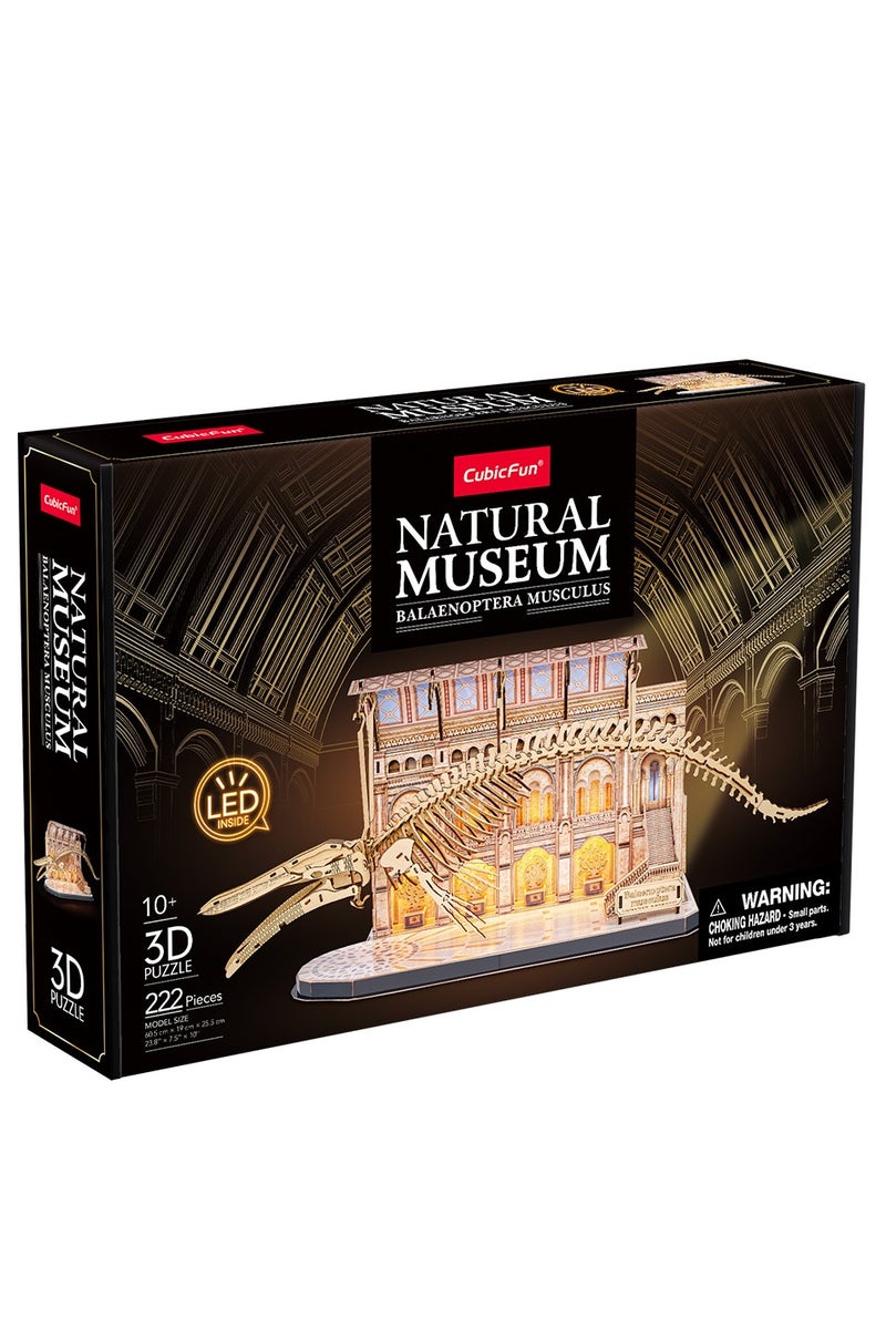 CubicFun 3D Puzzle Natural Museum Blue Whale Skeleton (Balaenoptera Musculus) 222-Pieces | LED | No-Glue or Scissors Needed! | Building Kit | Puzzle for Kids & Adults | Challenging Puzzle | Arts & Crafts | Perfect for Stress Reliever and Puzzle Lovers - Image 2