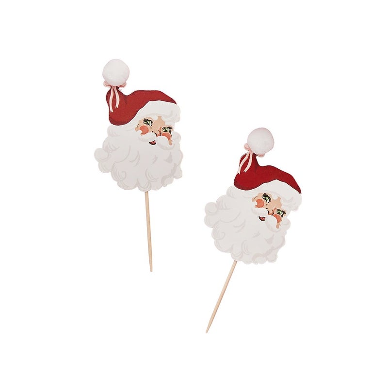 Hootyballoo Santa Pom Pom Food Picks 12pcs/Pack - Image 1