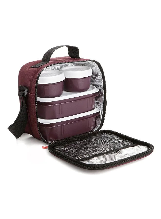 TATAY 5-Piece BPA-Free Microwave and Dishwasher Safe Urban Lunch Box Set Burgundy 3 L 1167509