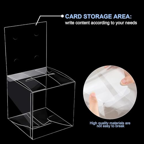 Eersida 20 Pieces Clear Raffle Boxes with Slot 6 x 6 x 6 Inch Plastic Donation Box Voting Suggestion Ballot Containers with Removable Header for Fundraising Collecting Business Card Voting Contest - Image 2