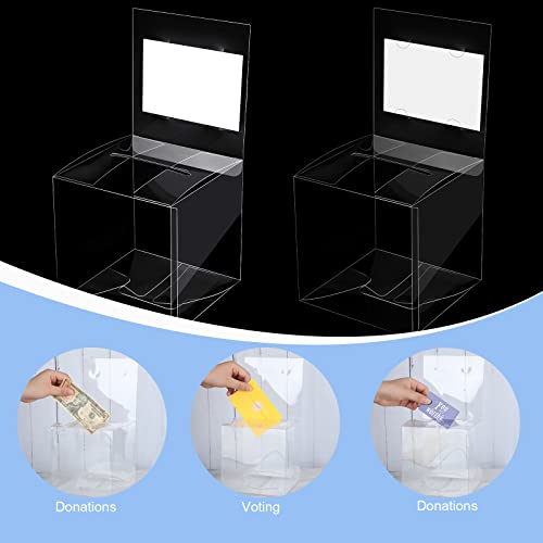 Eersida 20 Pieces Clear Raffle Boxes with Slot 6 x 6 x 6 Inch Plastic Donation Box Voting Suggestion Ballot Containers with Removable Header for Fundraising Collecting Business Card Voting Contest - Image 3
