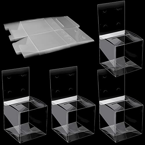 Eersida 20 Pieces Clear Raffle Boxes with Slot 6 x 6 x 6 Inch Plastic Donation Box Voting Suggestion Ballot Containers with Removable Header for Fundraising Collecting Business Card Voting Contest - Image 1