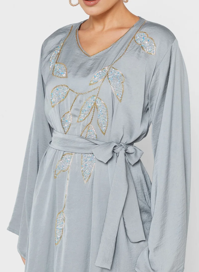 hayas closet Embellished Belted Jalabiya