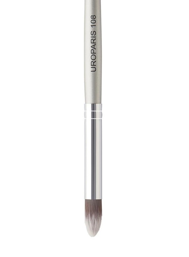 UROPARIS 108 Concealer Brush For Face Makeup | Makeup Tool with Wooden Handle | Synthetic Bristles, Brass Accents - Silver (1 piece) - Image 3