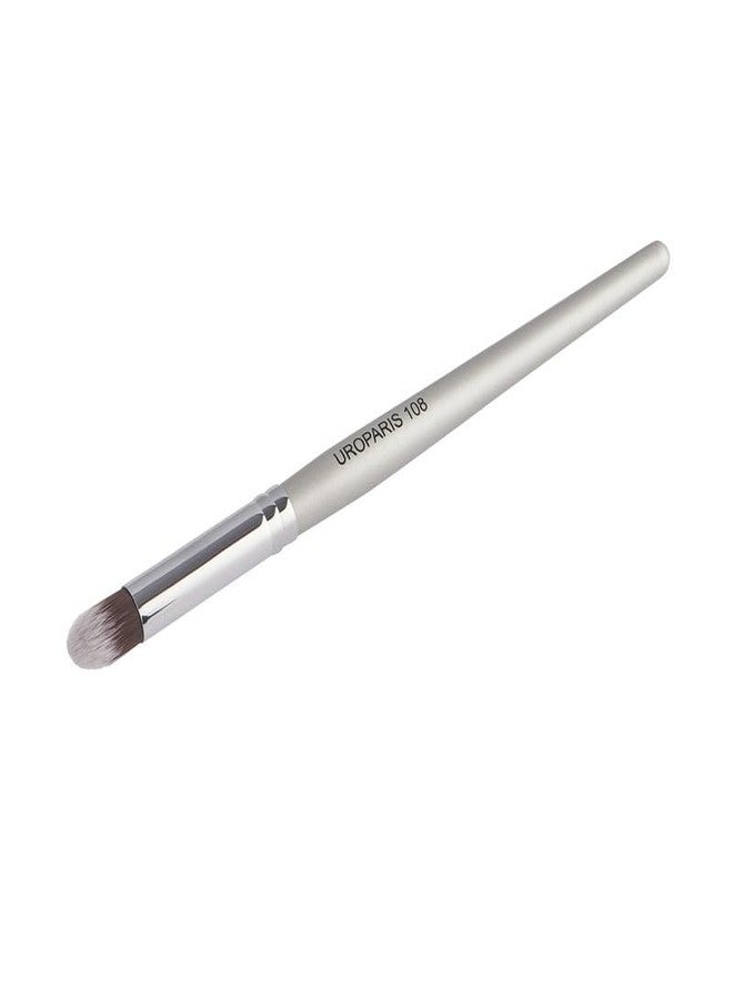 UROPARIS 108 Concealer Brush For Face Makeup | Makeup Tool with Wooden Handle | Synthetic Bristles, Brass Accents - Silver (1 piece) - Image 2