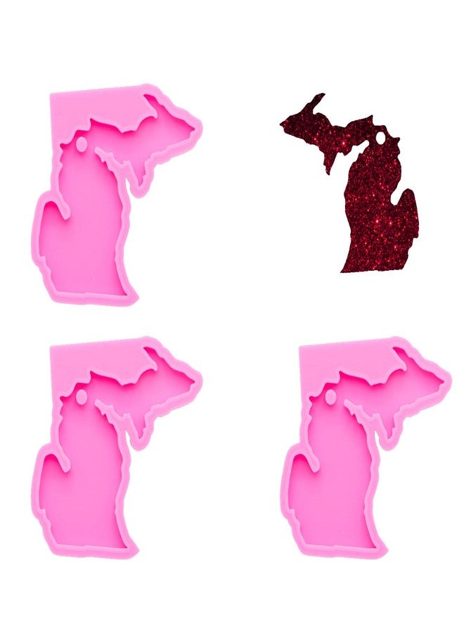 Seedomes 3 Pcs American State Michigan Keychain Silicone Mold Hole DIY Pudding Gum Paste Fondant Mold Desserts Candy Crystal Cupcake Cake Topper Decoration Chocolate Soap Mould Jelly Shots Handmade Ice Cream - Image 1