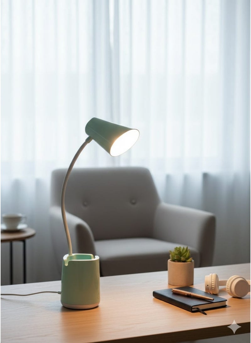 Flexible LED desk lamp with 3 light levels - equipped with a pen holder and desk organizer - ideal for studying, reading, and working - Image 3