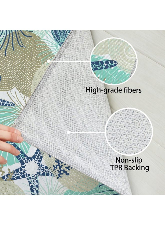 Tritard Coastal Runner Rug 2x6 Nautical Kitchen Hallway Rugs Beach Themed Non-Slip Indoor Floor Mat Machine Washable Rugs Carpet for Bathroom Living Room Bedroom Laundry Room Entryway, Navy - Image 5