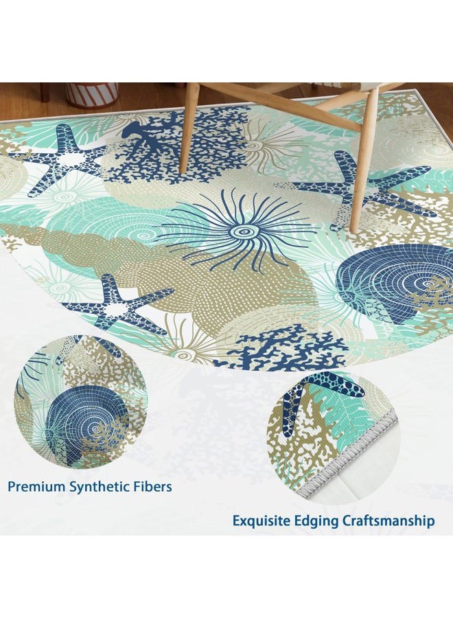Tritard Coastal Runner Rug 2x6 Nautical Kitchen Hallway Rugs Beach Themed Non-Slip Indoor Floor Mat Machine Washable Rugs Carpet for Bathroom Living Room Bedroom Laundry Room Entryway, Navy - Image 4