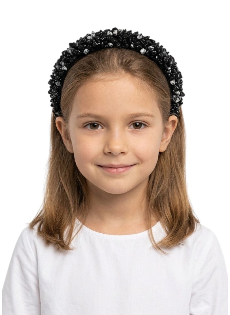 Bidani Crystal Embellished Headband - Midnight Black - Image 1