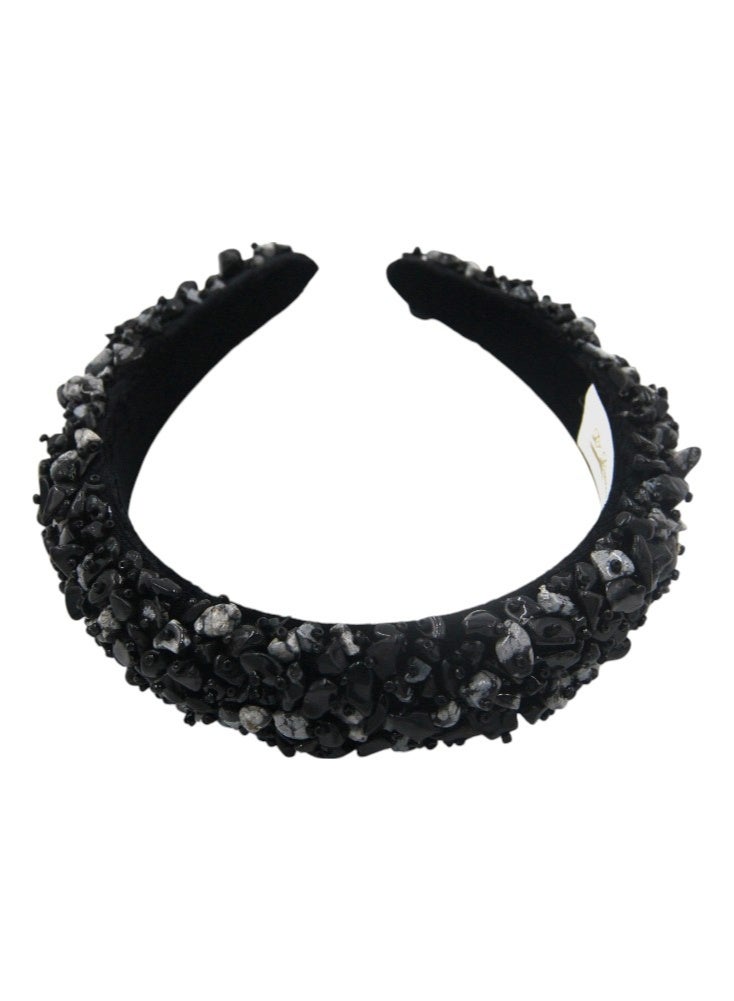 Bidani Crystal Embellished Headband - Midnight Black - Image 2