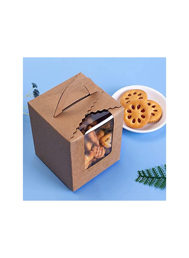 S-TOP 25 Pcs Brown Cupcakes Containers Gift Boxes with Window Inserts Handle for Wedding Candy Boxes (Brown) - Image 4
