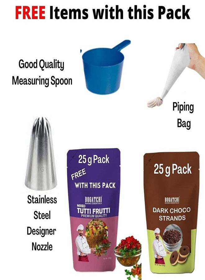 BOGATCHI Whipping Cream Powder, Gluten Free | Tasty | Non-GMO, 180g , Free Dark Chocolate Sprinkles and Tutty Fruity, Measuring Spoon - Image 2