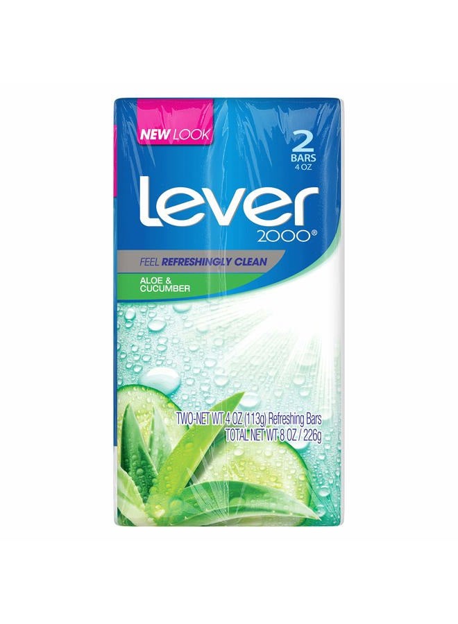 Lever 2000 Bar Soap, Aloe & Cucumber, 4 Ounce (Pack of 2) - Image 1