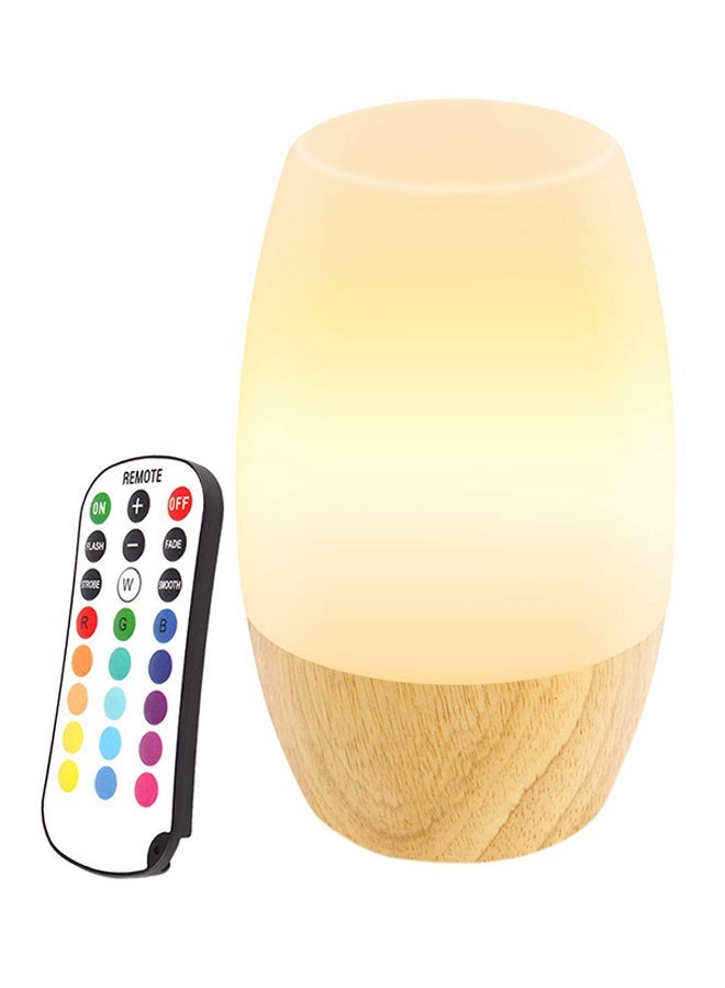 NIBEMINENT Wooden Base Kids Bedroom Lamp With Remote Control Brown 0.35kg - Image 1