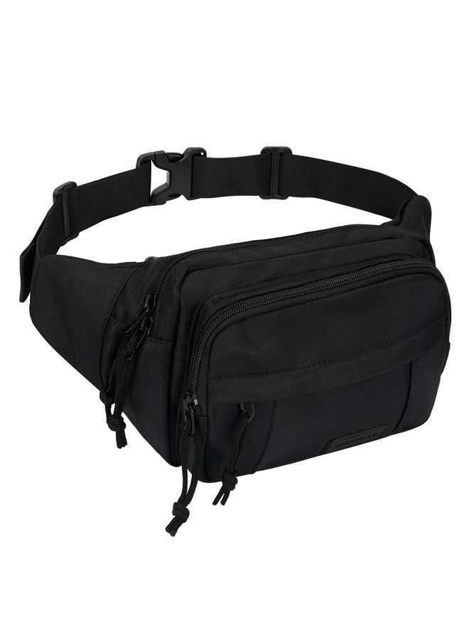 WATERFLY Fanny Pack Waist Packs: Crossbody Belt Bag Fanny Packs for Women Men with 7 Zipper Pockets Adjustable Strap Waist Bag Hip Pack for Traveling Cycling Running Hiking, Black-01, Multi-pocket - Image 1