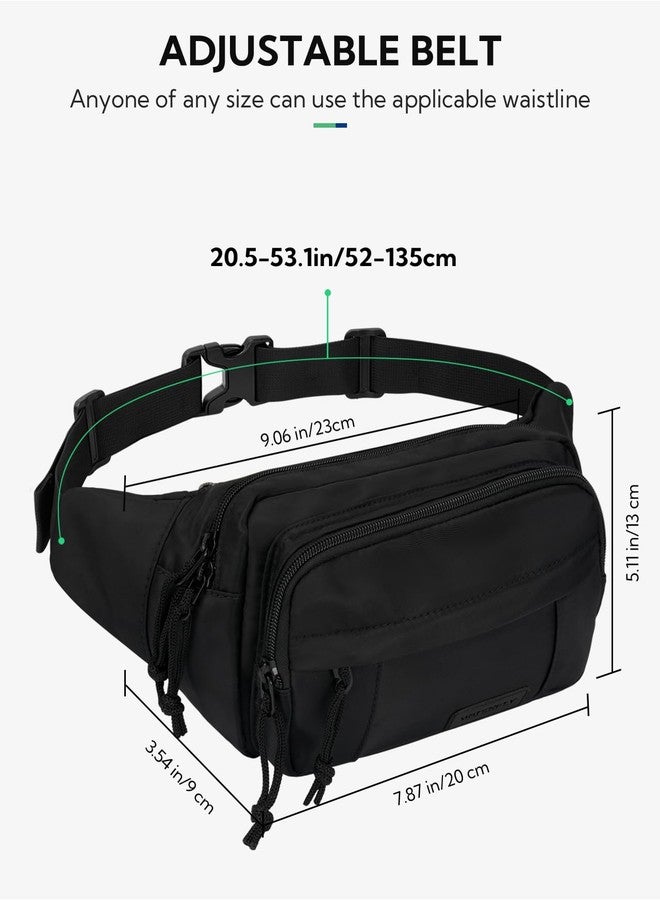 WATERFLY Fanny Pack Waist Packs: Crossbody Belt Bag Fanny Packs for Women Men with 7 Zipper Pockets Adjustable Strap Waist Bag Hip Pack for Traveling Cycling Running Hiking, Black-01, Multi-pocket - Image 3