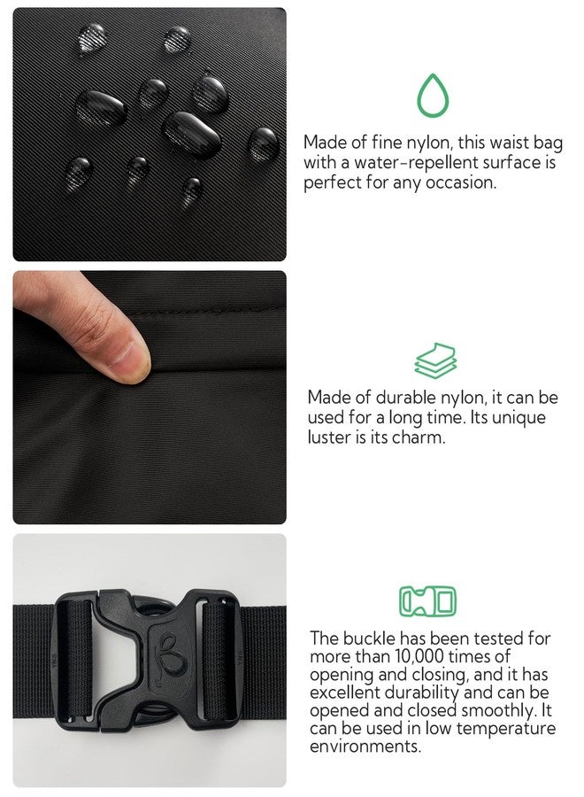 WATERFLY Fanny Pack Waist Packs: Crossbody Belt Bag Fanny Packs for Women Men with 7 Zipper Pockets Adjustable Strap Waist Bag Hip Pack for Traveling Cycling Running Hiking, Black-01, Multi-pocket - Image 5
