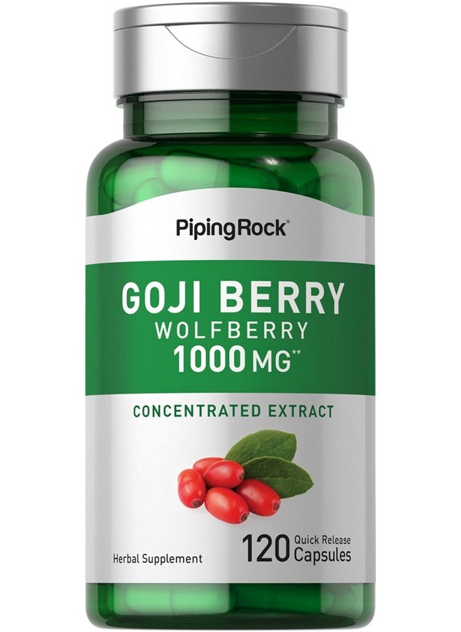 Piping Rock - Goji Berry Capsules 1000Mg ; 120 Count ; Wolfberry Extract Supplement ; Gluten Free Nongmo - Image 1